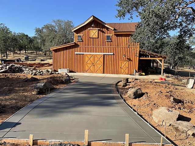 Concrete curb and gutter installation at a commercial development in Northern California
